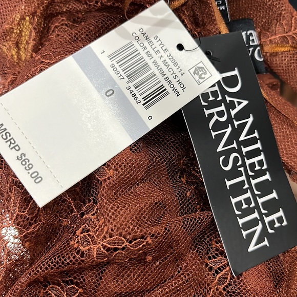NWT Danielle Bernstein Brown Lace Thong Sleeveless Bodysuit Top - Picture 8 of 9